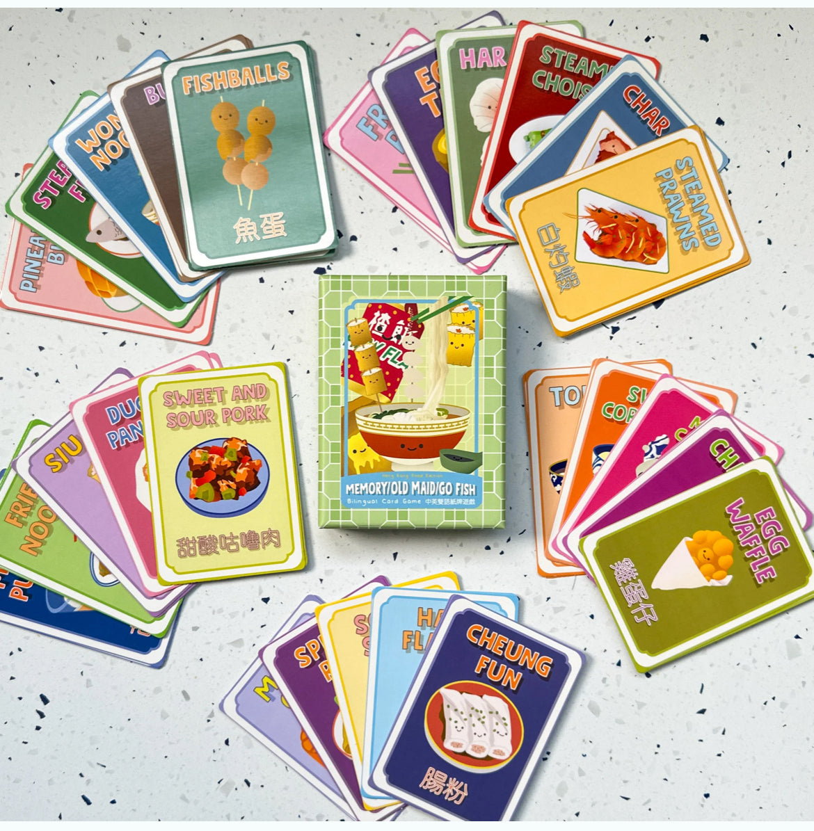 Memory/Old Maid/Go Fish (Bilingual Card Game - Hong Kong Food Edition)